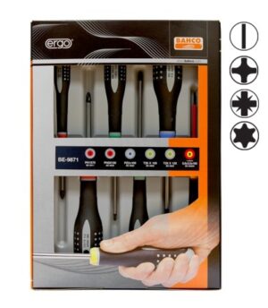 BE-9871 Elektriku kruvikeerajate komplekt ERGO™ 6 osa - SL3,0 1000V VDE; T20/25; PZ2; PH1/2