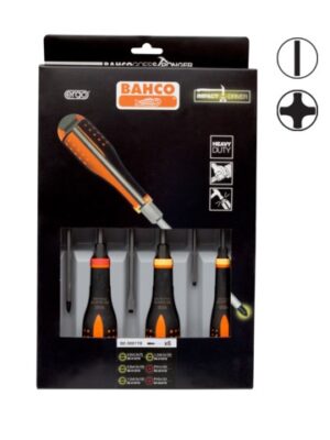 BE-9881TB Kruvikeerajate komplekt ERGO™ läbiva teraga 6 osa - SL3,5/4,5/5,5/6,5; PH1/2