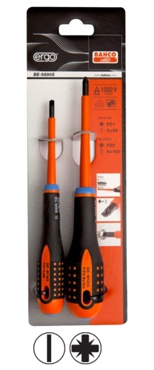 BE-9890S Elektriku kruvikeerajate kmpl. ERGO™ Combi 2 osa - SL5/PZ1; SL6/PZ2 - 1000V VDE