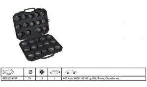 BE6307415F Õlifiltrivõti kauss diam 74mm 15 ribi