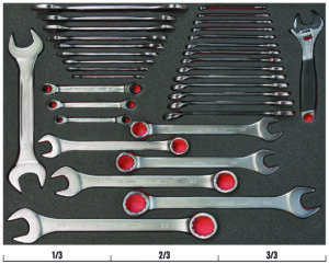 FF1A09 Lehtsilmusvõtmete 111M 6-32mm 20 osa, avatud lehtvõtmete 6m 6-32mm 10 osa, silmusnarrevõtmete 1320RM 8-13mm 3 osa kmpl + tellitav võti 9071C kroomitud vahtaluses