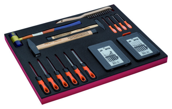 FF1A18 Tööriistade kmpl. 26 osa 3/3(haamrid, tornide kmpl 6 osa, meislite kmpl 6 osa, viilid, konksud, traathari)