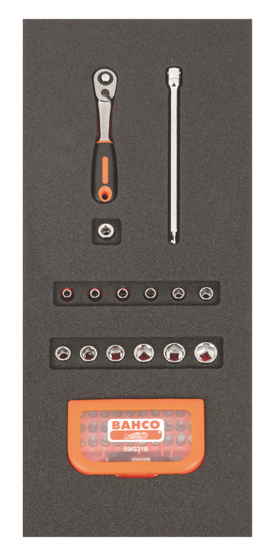 FF1E2009EH 1/4" padrunvõtmete ja otsakute kmpl 16 osa Fit&Go 1/3 - 59/S31B - narre - padrunvõtmed 4-13mm - 150mm pikendus - 1/4" otsakute adapter