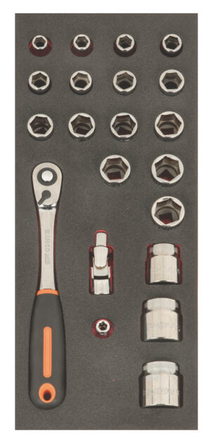 FF1E2214EH 1/2" padrunvõtmete kmpl 20 osa Fit&Go 1/3 - slim narre - padrunvõtmed 10-32mm - kardaan