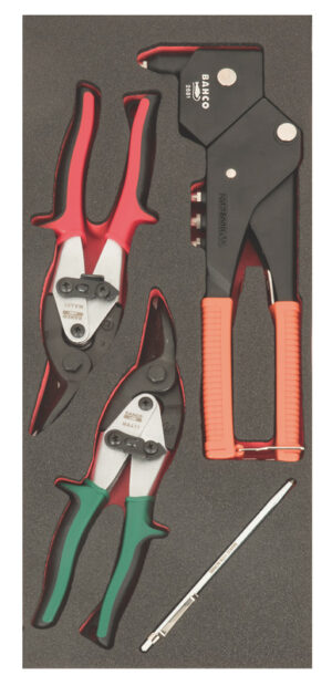 FF1E4004EH Lehtmetalli tööriistade kmpl 4 osa Fit&Go 1/3 - needitangid - 2x plekikäärid - märkenõel