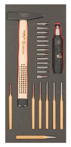 FF1E5010EH Löök-kruvikeeraja + otsakute ja tornide kmpl 22 osa Fit&Go 1/3 - löök-kruvikeeraja + 13 otsakut - haamer 400gr - 6x torni - kärn