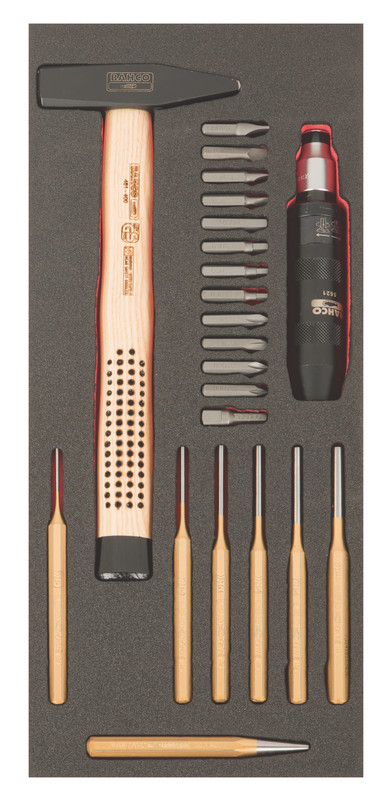 FF1E5010EH Löök-kruvikeeraja + otsakute ja tornide kmpl 22 osa Fit&Go 1/3 - löök-kruvikeeraja + 13 otsakut - haamer 400gr - 6x torni - kärn