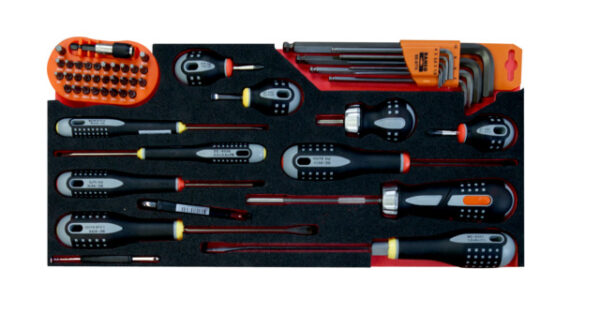 FF3A10 Kruvikeerajate, kuuskantvõtmete ja otsakute kmpl vahtaluses 53 osa tööriistakasti 1483K ja 1483KHD