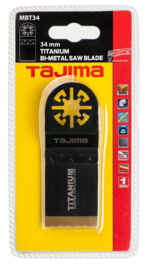 MBT34-1 Tajima multitööriista bimetall titaanium kattega saetera puidule, plastikule ja metallile, sirge 34mm