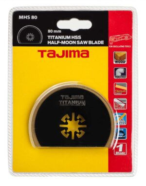 MHS80-1 Tajima multitööriista HSS saetera titaanium kattega puidule, plastikule ja metallile, poolkuu 80mm