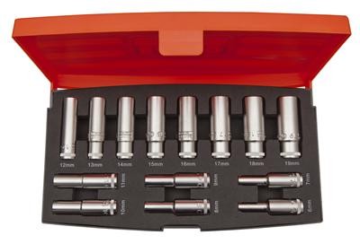 S1214L Pikkade kuuskant padruvõtmete kmpl 6-19mm 3/8" 14 osa