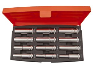 S1612L Pikkade kuuskant padruvõtmete kmpl 10-21mm 1/2" 12 osa