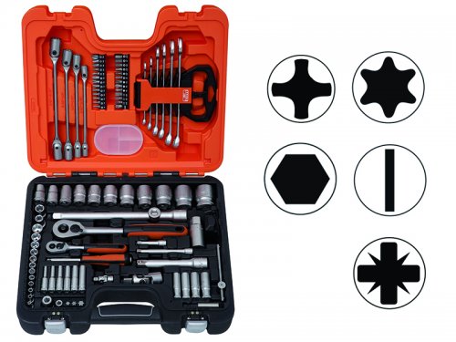 S910AF Padrunite 4-32mm, otsakute ja lehtsilmusvõtmete kmpl tollmõõdus 1/8"-1 3/16" 91 osa, 1/4" + 1/2" Dynamic-Drive profiil