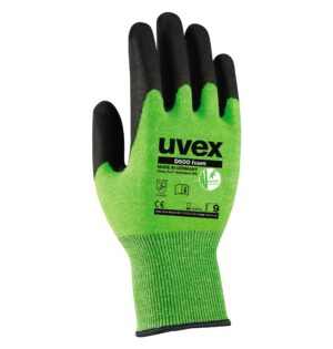 UV6060409 Safety gloves Uvex D500 foam, cut level D/5,Bamboo, Dyneema, steel, polyamide. HPE coating, green, size 9