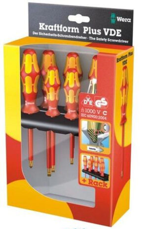 WE05006148001 Wera 160i/165i/7, Kruvikeerajate komplekt Kraftform Plus Series 100, ühepoolse faasitesteri ja hoidikuga, 7 osa