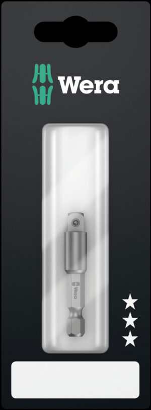 WE05134399001 Wera adaptor, 1/4" hexagon to 1/4" external square, 50mm, 870/4, blister